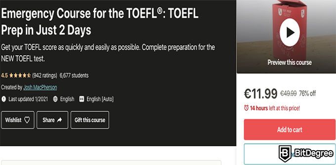 Toefl preparation courses: emergency course udemy